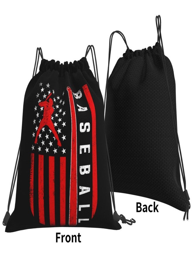 AIMASTZ American Baseball Flag Unisex Drawstring Backpack Bag Sport Gym Swim Travel Sackpack - Image 2